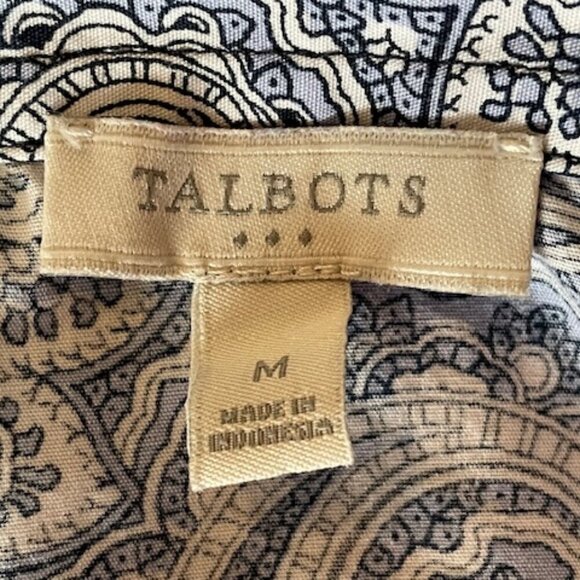 TALBOTS Blue Paisley Long Sleeve Button Front Cotton Shirt - Picture 12 of 15